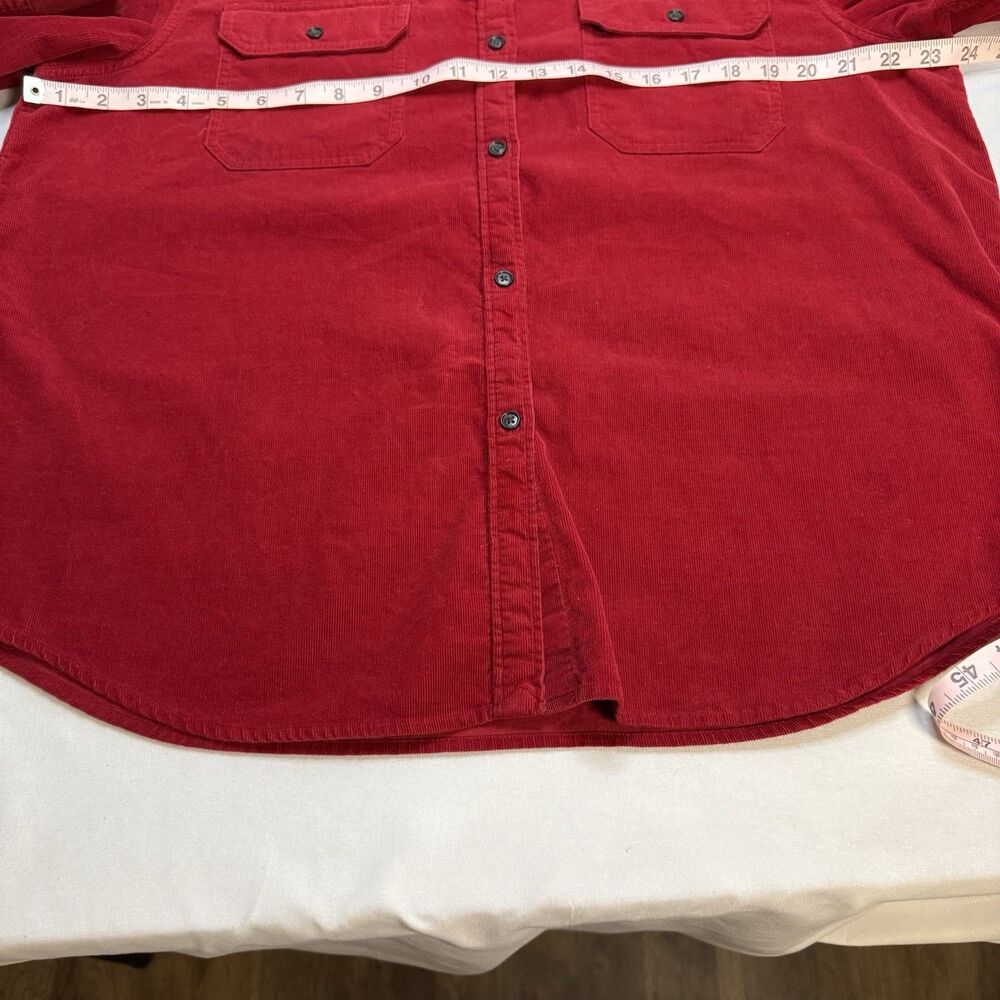 Chaps Women's Shirt XL Red Corduroy Long Sleeve Button Front Work Outdoor Casual - Picture 6 of 8